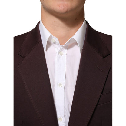 Dolce & Gabbana Maroon Cotton 2 Buttons Suit Jacket Blazer