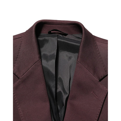 Dolce & Gabbana Maroon Cotton 2 Buttons Suit Jacket Blazer