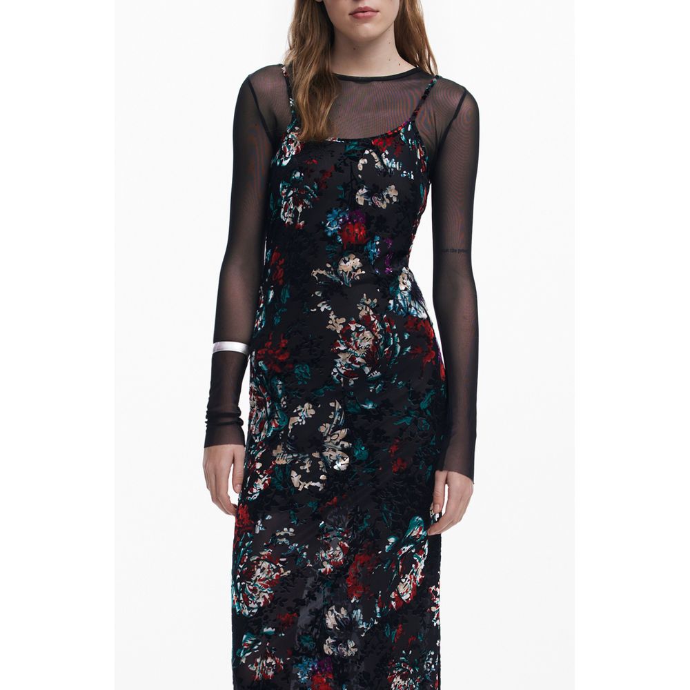 Desigual Black Polyester Women's Dress 1728,67403481248,Black,Casual - Dresses - Clothing,Clothing,Desigual,Dresses - Clothing,L,Long - Dresses - Clothing,Longsleeve - Dresses - Clothing,New with tags,Pattern - Dresses - Clothing,S,Women,XS
