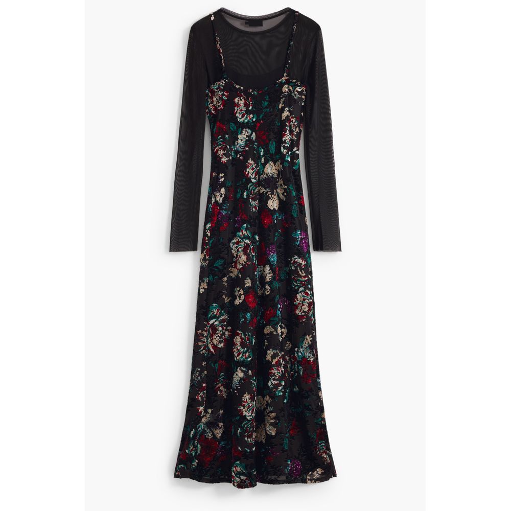 Desigual Black Polyester Women's Dress 1728,67403481248,Black,Casual - Dresses - Clothing,Clothing,Desigual,Dresses - Clothing,L,Long - Dresses - Clothing,Longsleeve - Dresses - Clothing,New with tags,Pattern - Dresses - Clothing,S,Women,XS