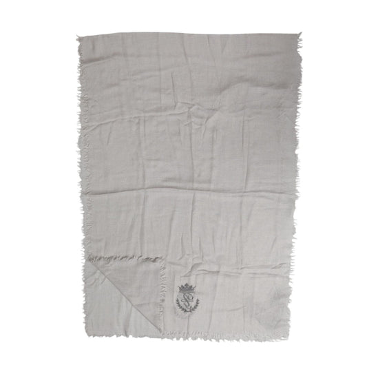 Dolce & Gabbana Gray Cashmere Knit Fringes Neck Foulard 67cm x200cm Foulard Scarf