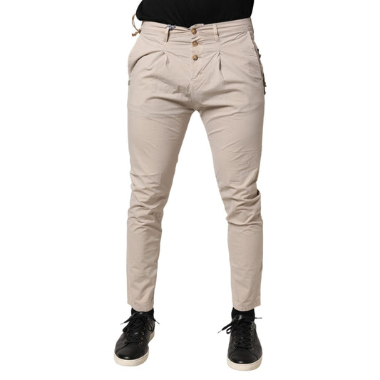 Daniele Alessandrini Beige Cotton Stretch Slim Fit Denim Jeans
