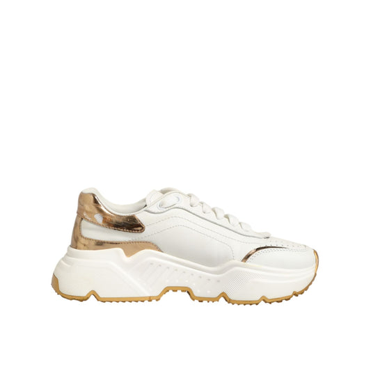 Dolce & Gabbana White Gold Daymaster Low Top Sneakers Shoes