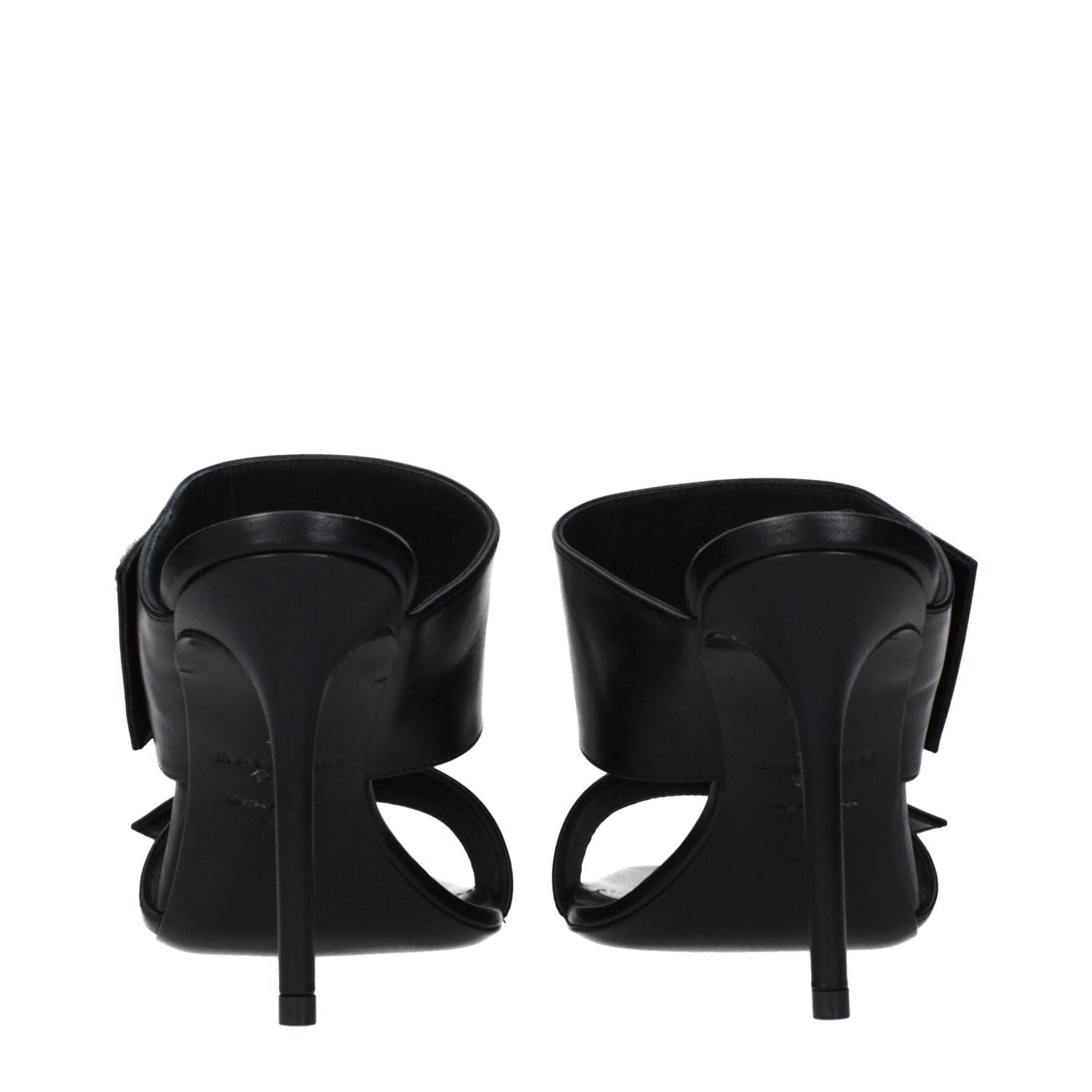Balmain Black Leather Stiletto Heel Sandals