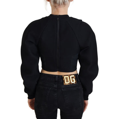 Philosophy Black Cropped Zipper Back Sweatshirt Sweater