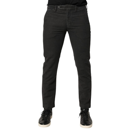 Maison Clochard Dark Gray Cotton Mid Waist Skinny Men Denim Jeans