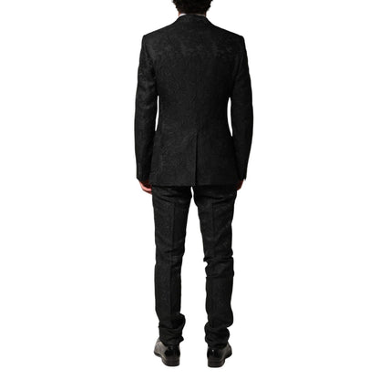 Dolce & Gabbana Black Brocade Single Breasted 2 Piece Suit