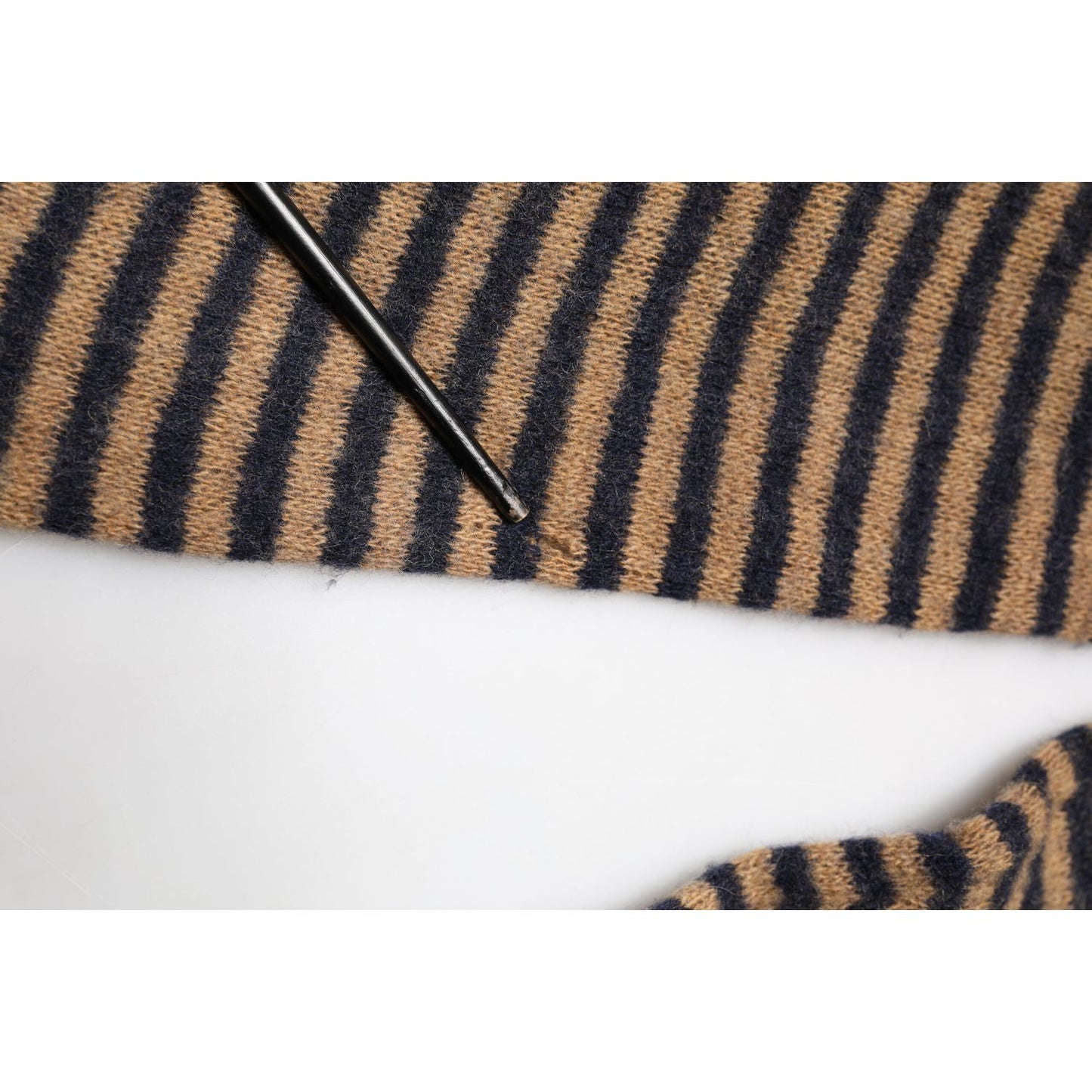Daniele Alessandrini Brown Black Stripes Wool Crew Neck Pullover Sweater