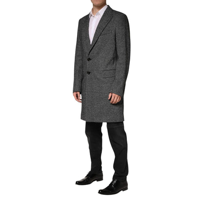 Dolce & Gabbana Gray Wool Blend Long Trench Coat Men Jacket