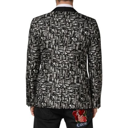 Dolce & Gabbana Black Jazz Club Silk Single Breasted Blazer