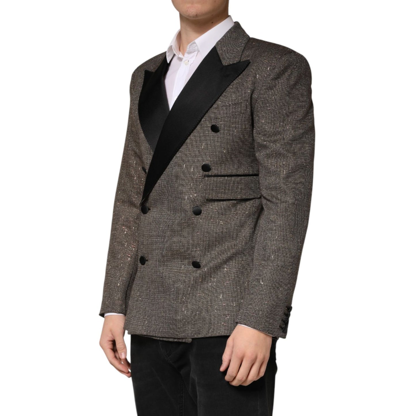 Dolce & Gabbana Gray Double Breasted 2 Button Jacket Blazer