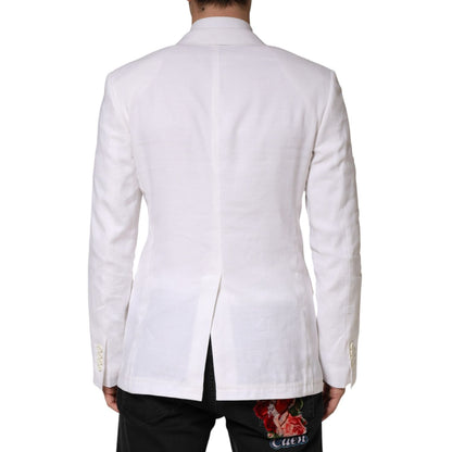 Dolce & Gabbana White Linen Double Breasted 2 Button Blazer