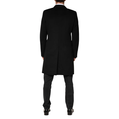 Dolce & Gabbana Black Wool Double Breasted TrenchCoat Jacket