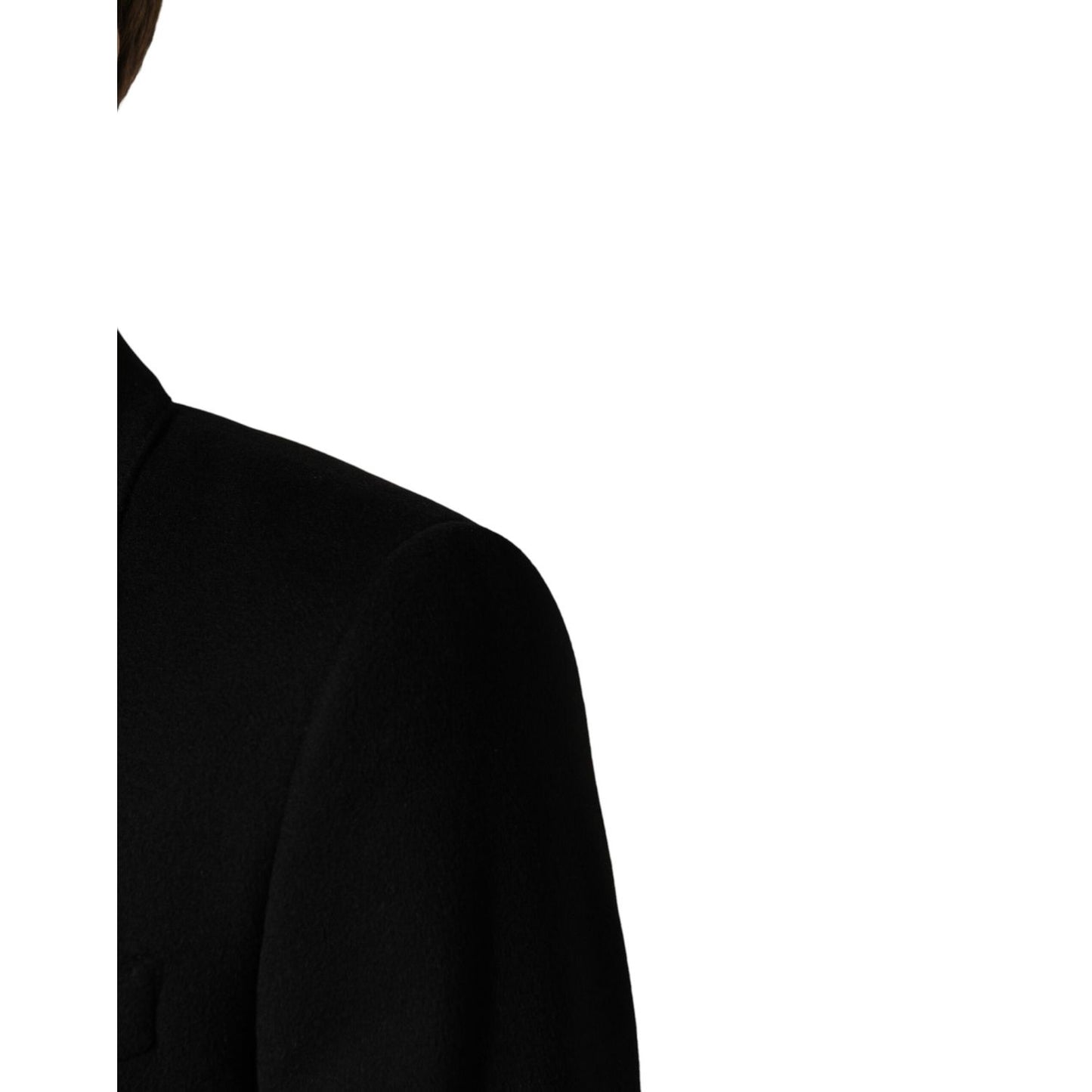 Dolce & Gabbana Black Wool Double Breasted TrenchCoat Jacket