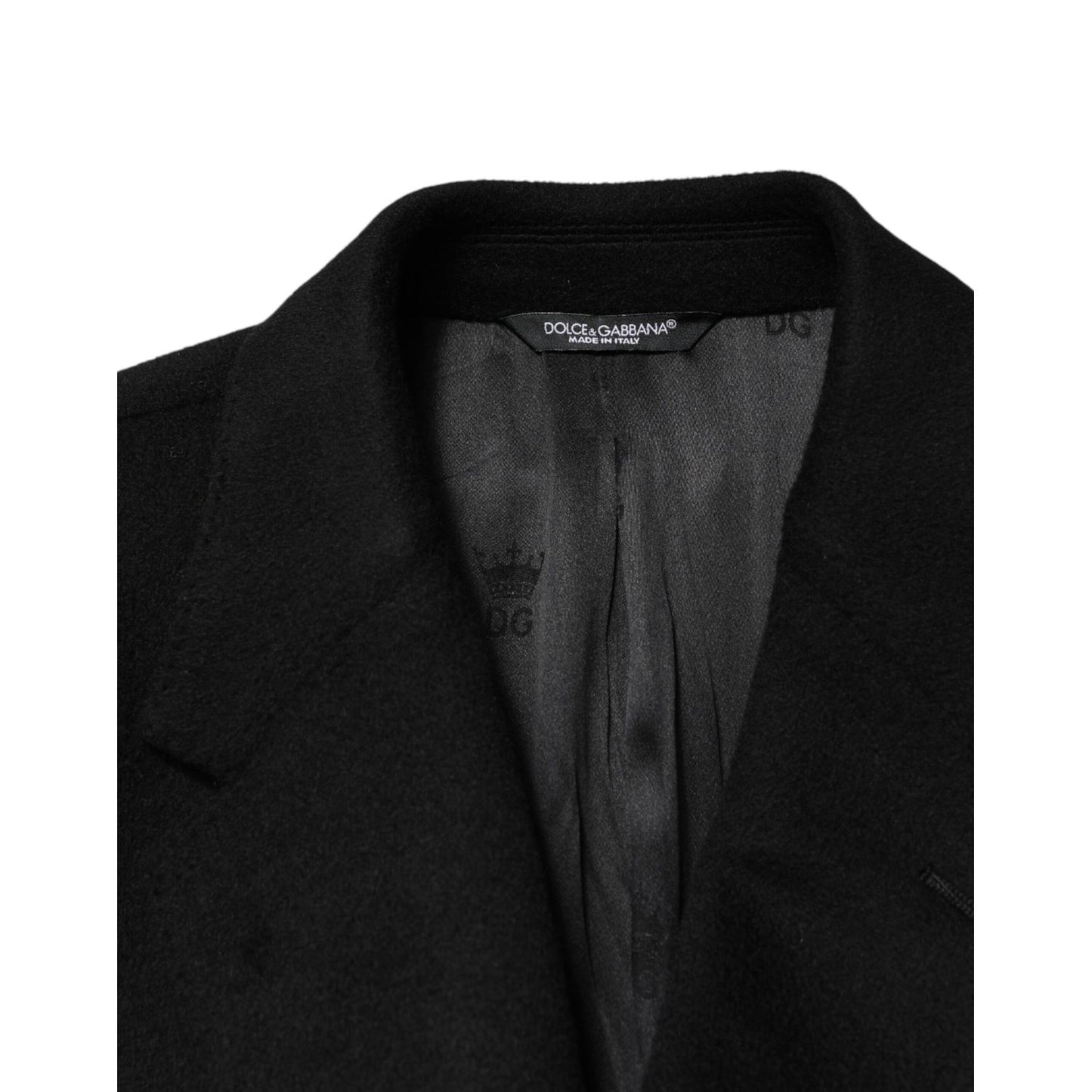 Dolce & Gabbana Black Wool Double Breasted TrenchCoat Jacket