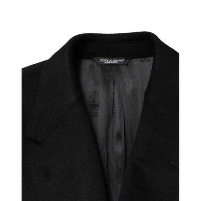 Dolce & Gabbana Black Wool Double Breasted TrenchCoat Jacket