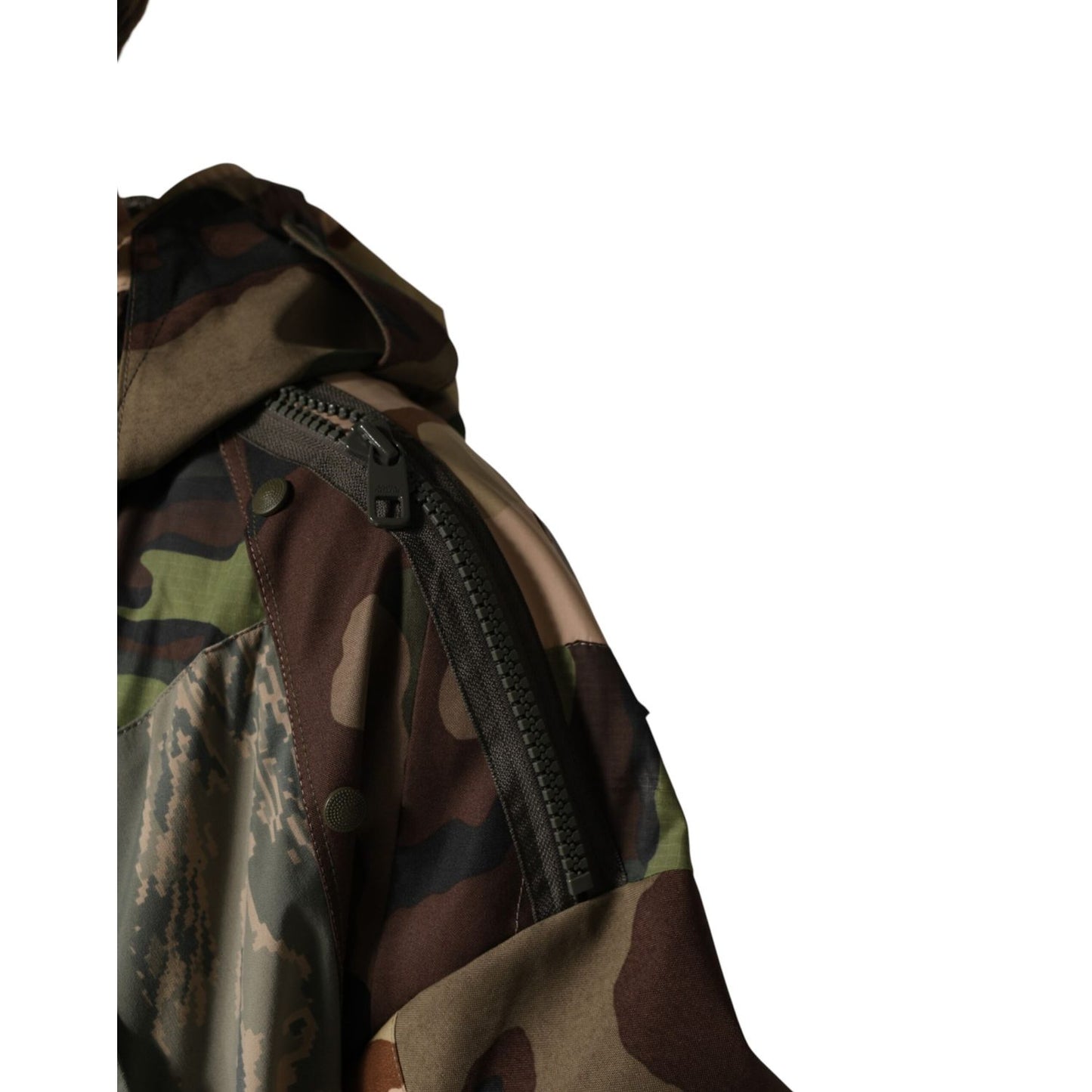 Dolce & Gabbana Multicolor Camouflage Hooded RainCoat Jacket