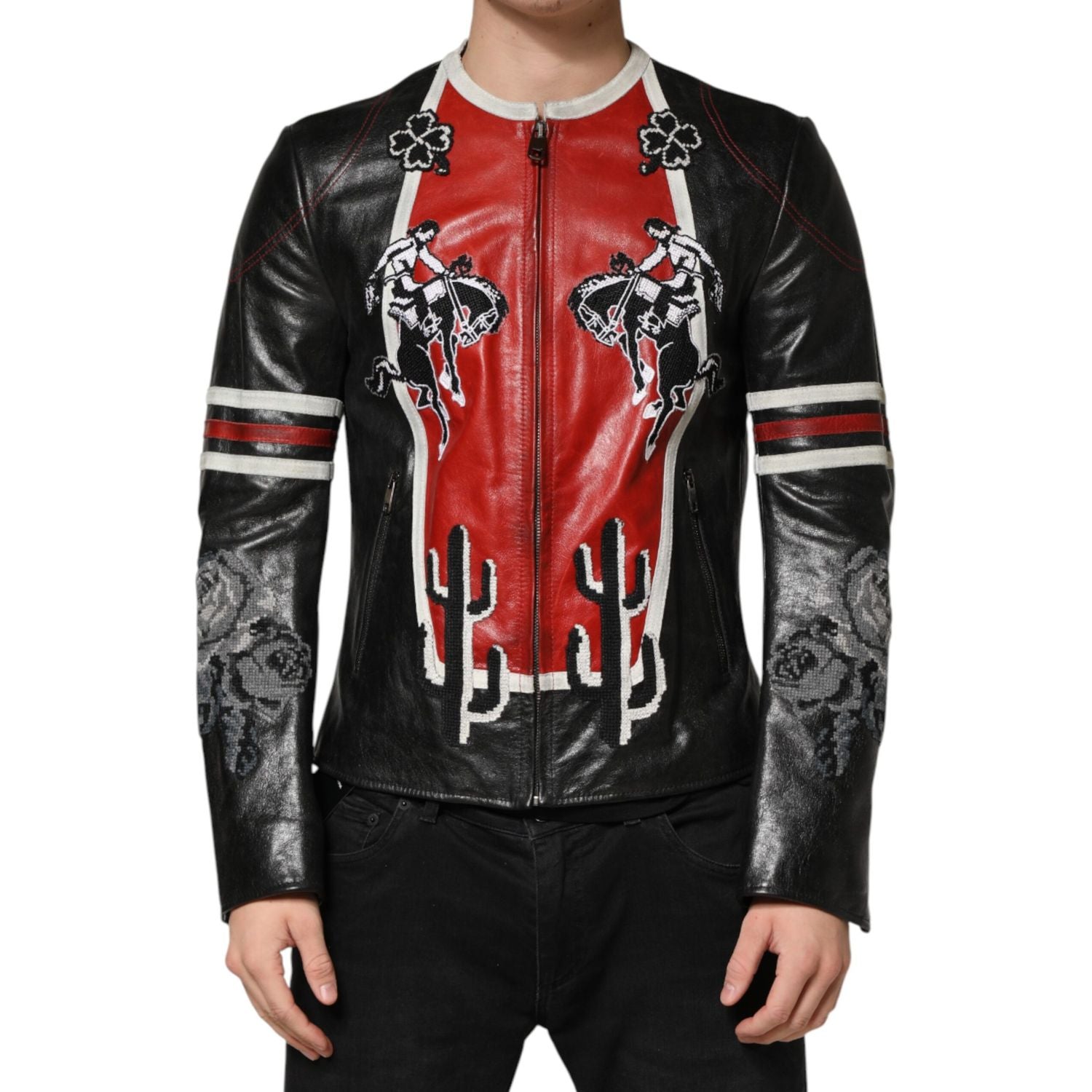 Dolce & Gabbana Multicolor Guns n' Roses Full Zip Men Biker Jacket