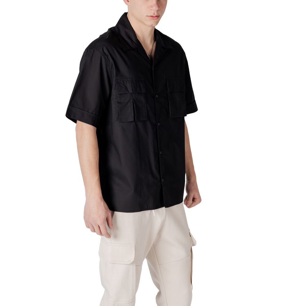 Antony Morato Black Lyocell Shortsleeve Shirt Antony Morato