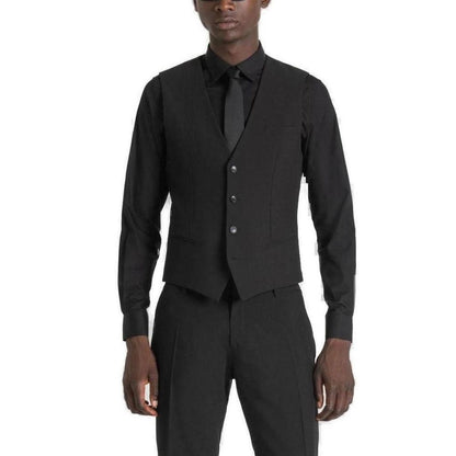 Antony Morato Black Polyester Waistcoat Antony Morato