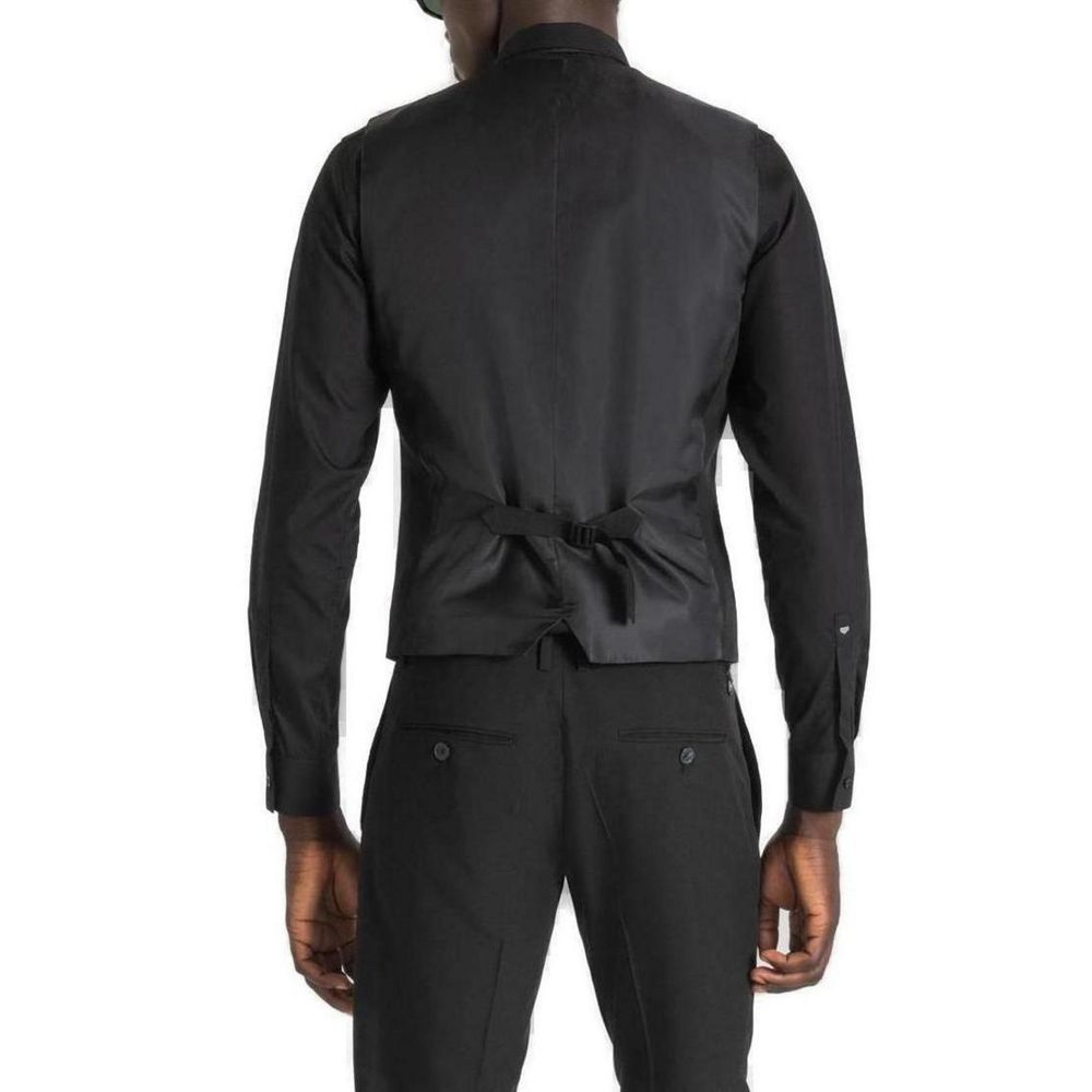 Antony Morato Black Polyester Waistcoat Antony Morato