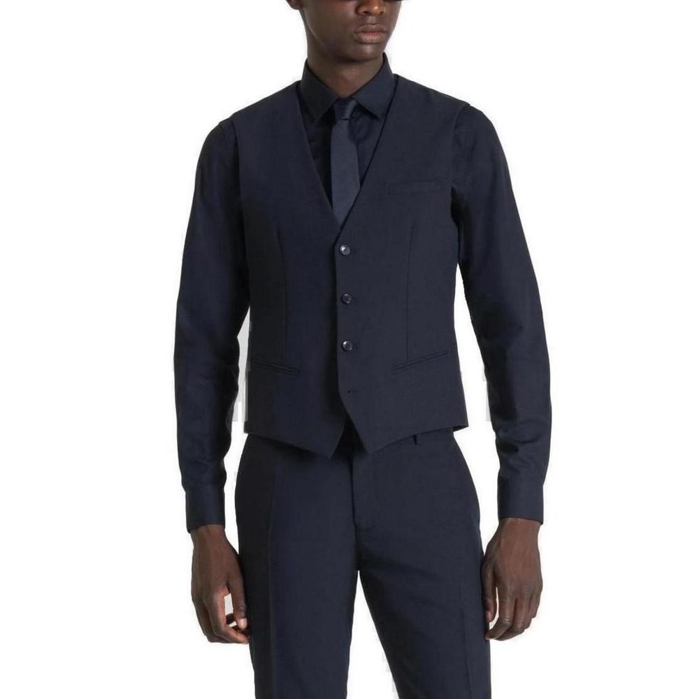 Antony Morato Blue Polyester Waistcoat Antony Morato