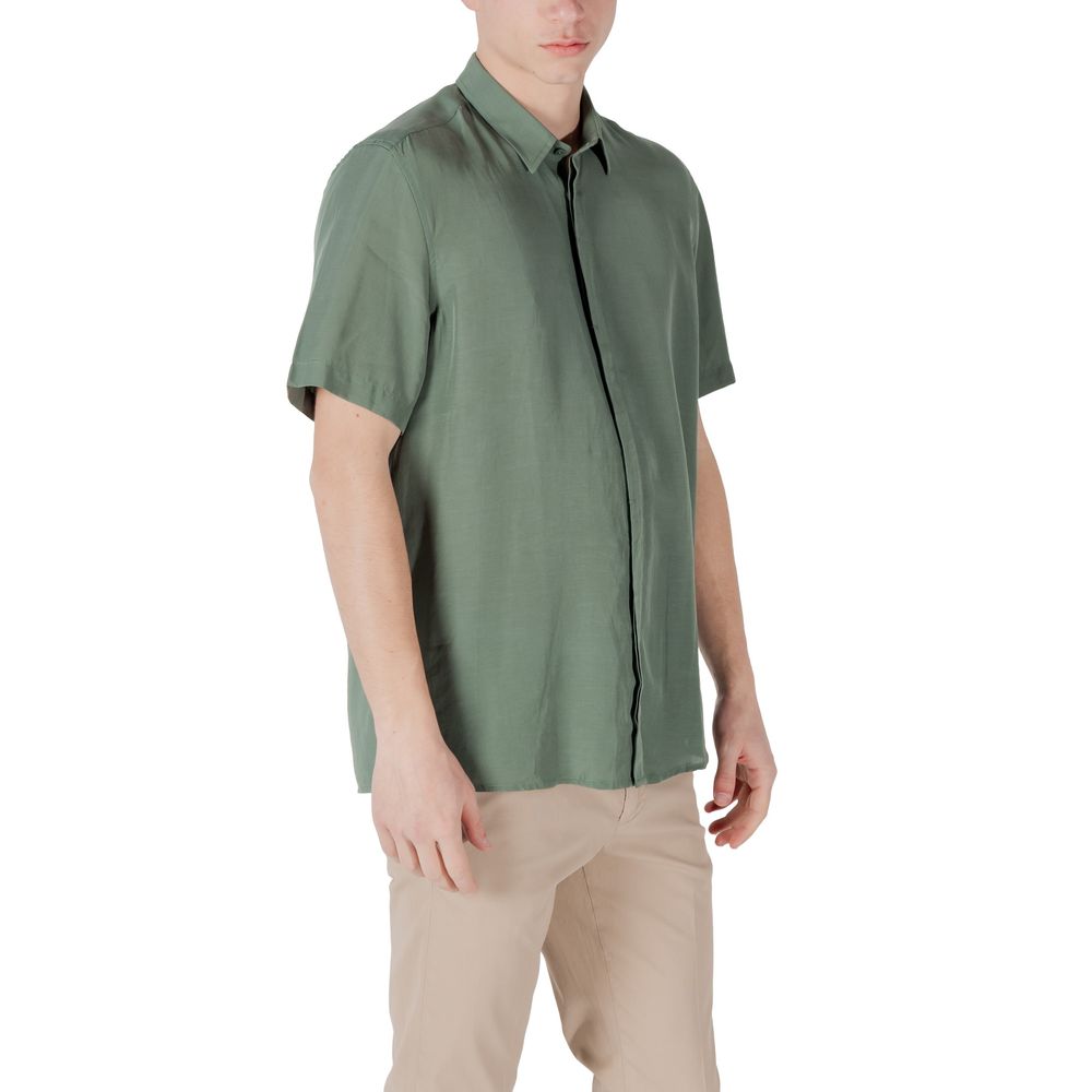 Antony Morato Green Lyocell Shortsleeve Shirt Antony Morato