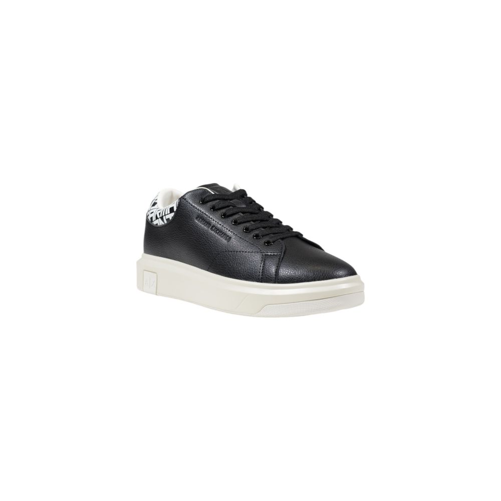 Armani Exchange Black And White Leather Low Top Sneakers Armani Exchange