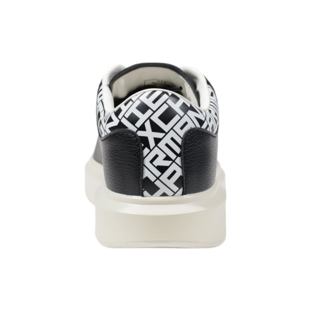 Armani Exchange Black And White Leather Low Top Sneakers Armani Exchange