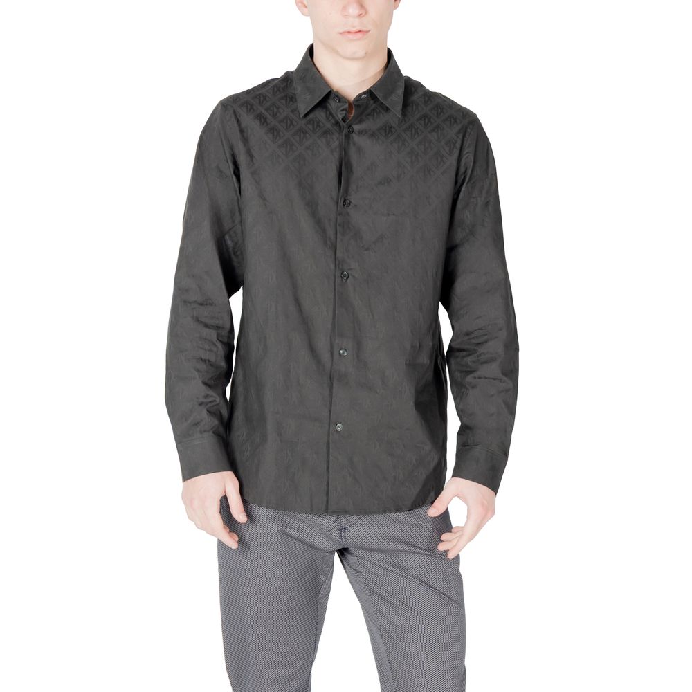 Armani Exchange Black Cotton Dress Shirt Armani Exchange
