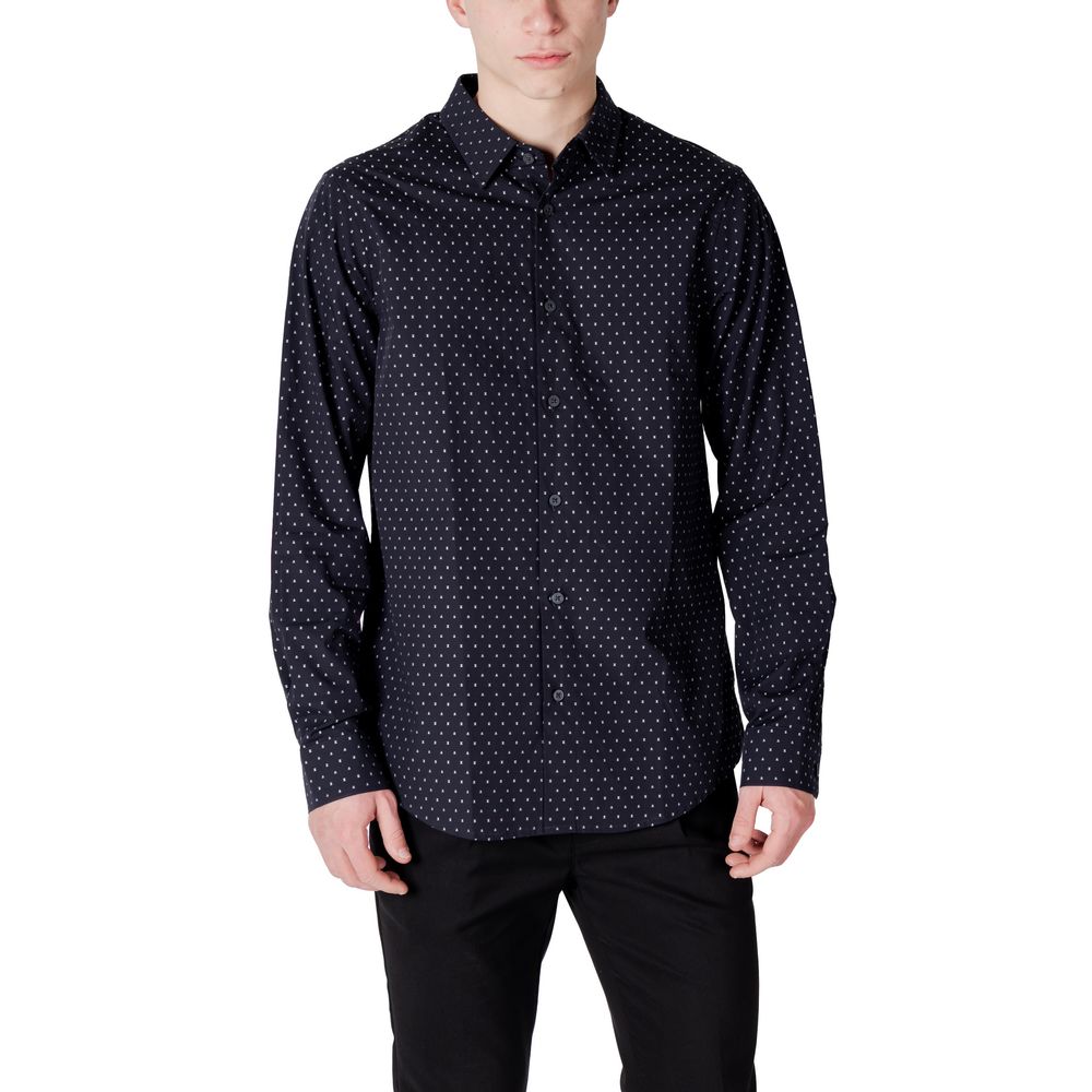 Armani Exchange Blue Cotton Pattern Shirt Armani Exchange