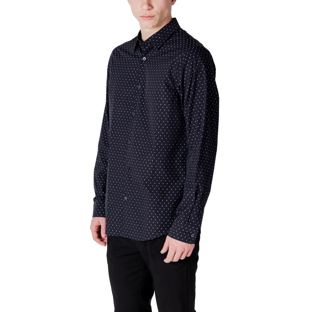 Armani Exchange Blue Cotton Pattern Shirt Armani Exchange