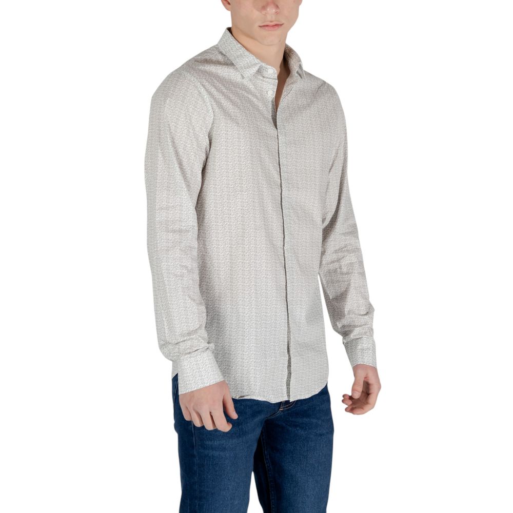 Armani Exchange Cream Cotton Pattern Shirt Armani Exchange
