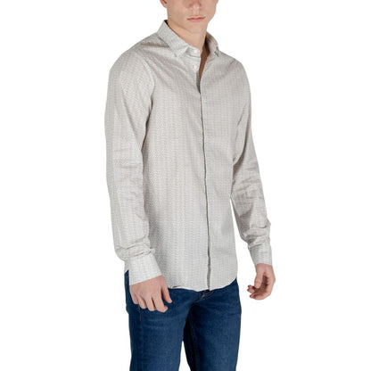 Armani Exchange Cream Cotton Pattern Shirt Armani Exchange