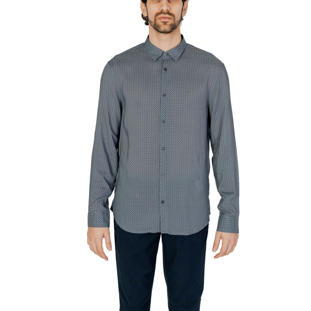 Armani Exchange Gray Viscose Pattern Shirt Armani Exchange