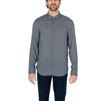 Armani Exchange Gray Viscose Pattern Shirt Armani Exchange