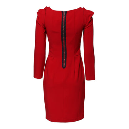 Armani Exchange Red Above Knee Long Sleeves Sheath Dress Armani Exchange