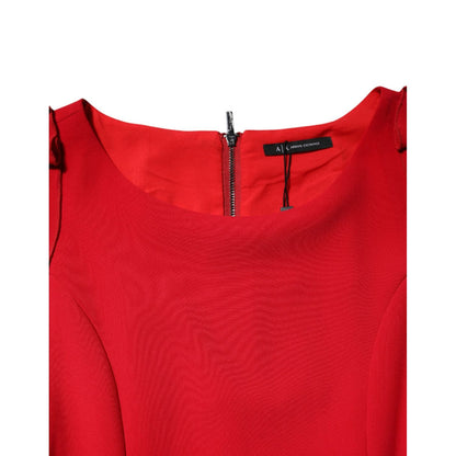 Armani Exchange Red Above Knee Long Sleeves Sheath Dress Armani Exchange