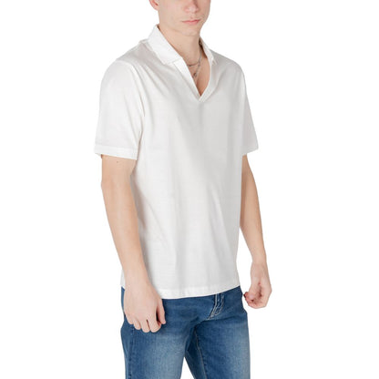 Armani Exchange White Cotton Polo Shirt Armani Exchange