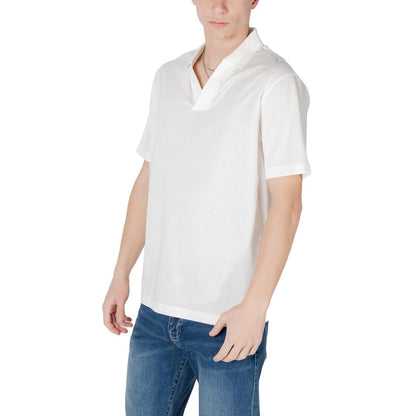 Armani Exchange White Cotton Polo Shirt Armani Exchange