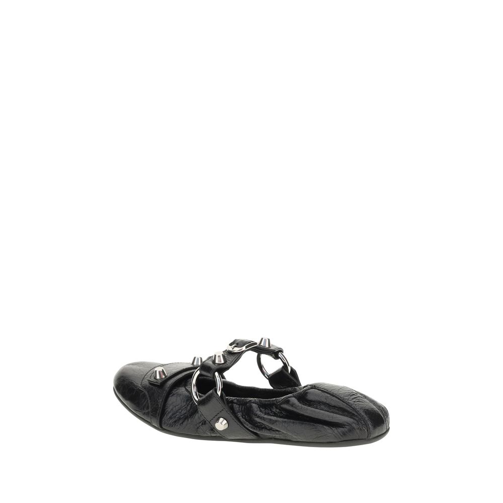 Balenciaga Black Calf Leather Bos Taurus Ballet Flats