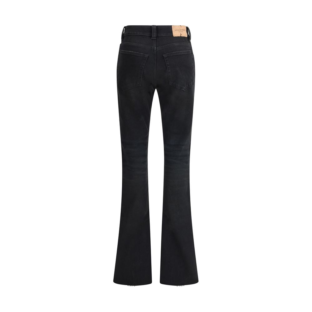 Balenciaga Black Cotton Bootcut Jeans