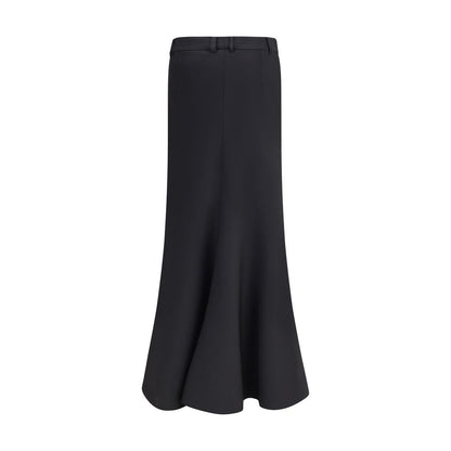 Balenciaga Black Fleece Wool Long Skirt Balenciaga