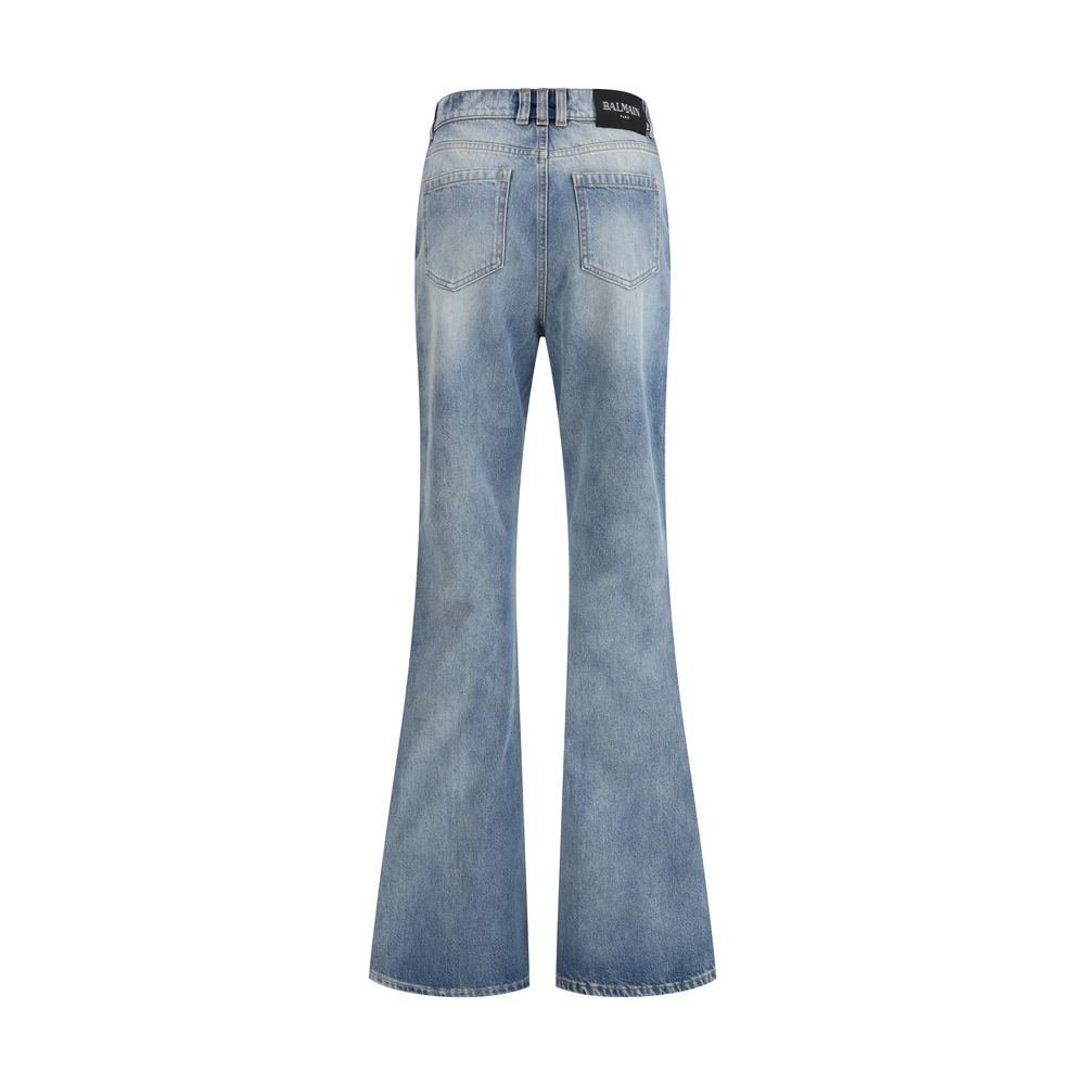 Balmain Blue Cotton Flared Jeans