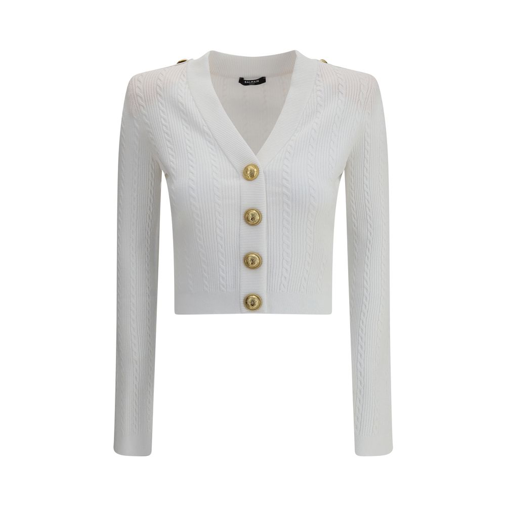 Balmain White Viscose Cardigan Balmain