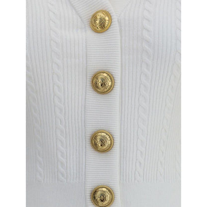 Balmain White Viscose Cardigan Balmain