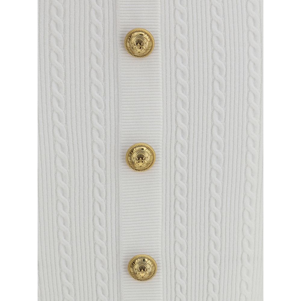 Balmain White Viscose Midi Skirt Balmain