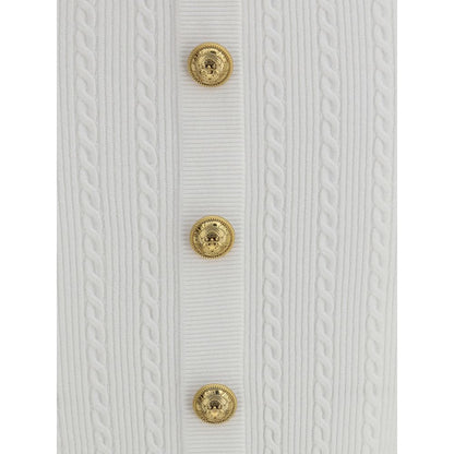 Balmain White Viscose Midi Skirt Balmain