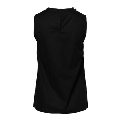 Boutique Moschino Black Cotton Sleeveless Women Tank T-shirt Boutique Moschino