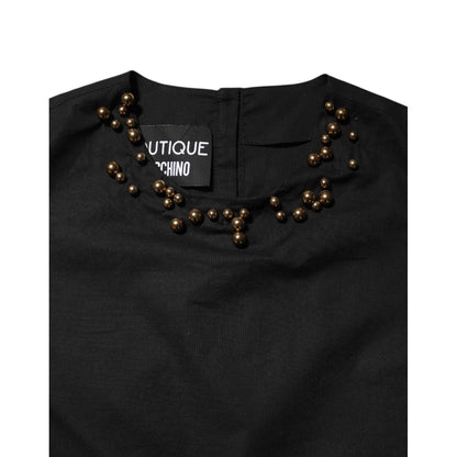 Boutique Moschino Black Cotton Sleeveless Women Tank T-shirt Boutique Moschino